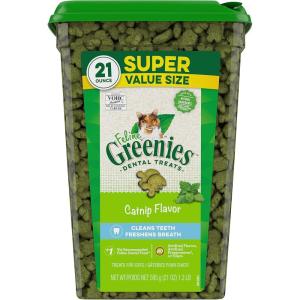imageGreenies Feline Adult Natural Dental Care Cat Treats Catnip Flavor 21 oz Pouch131 Pound Pack of 1