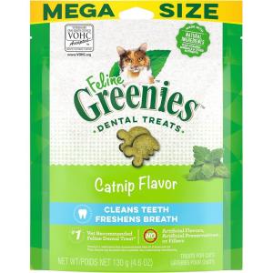 imageGreenies Feline Adult Natural Dental Care Cat Treats Catnip Flavor 21 oz Pouch46 Ounce Pack of 1