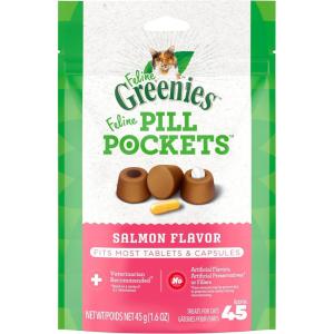 imageGreenies Feline Pill Pockets for Cats Natural Soft Cat Treats Catnip Flavor 16 oz Pouch 45 TreatsSalmon