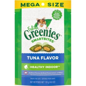 imageGreenies Feline Smartbites Healthy Indoor Natural Treats for Cats Tuna Flavor 46 oz Pouch Pack of 1Tuna