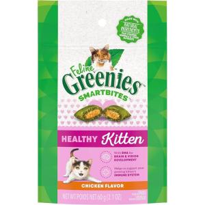 imageGreenies Feline Smartbites Healthy Kitten Treats Crunchy and Soft Natural Cat Treats Chicken Flavor 16 oz Tub21 Ounce Pack of 1