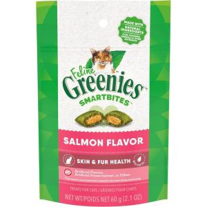 imageGreenies Feline Smartbites Skin ampamp Fur Crunchy and Soft Natural Cat Treats Chicken Flavor 46 oz PouchSalmon