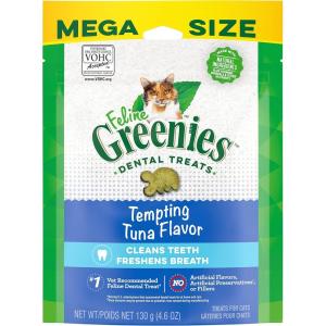 imageFELINE GREENIES Dental Treats Salmon Flavor Mega size 46 ozTuna