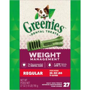 imageGreenies Aging Care Regular Natural Dental CareDog Treats 27 oz Pack 27 TreatsWeight Management