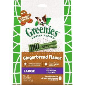 imageGreenies Large Natural Dental Care Dog Treats Blueberry Flavor 12 oz Pouch 8 TreatsGingerbread