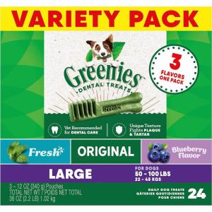 imageGreenies Large Natural Dental Care Dog Treats Blueberry Flavor 12 oz Pouch 8 TreatsVariety Pack