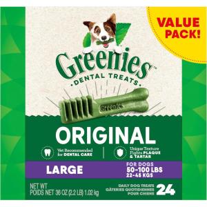 imageGreenies Original Large Natural Dog Dental Care Chews Oral Health Dog Treats 72 oz Pack 48 Treats225 Pound Pack of 1