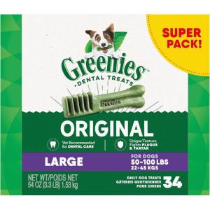 imageGreenies Original Large Natural Dog Dental Care Chews Oral Health Dog Treats 72 oz Pack 48 Treats338 Pound Pack of 1