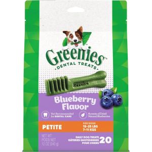 imageGreenies Petite Natural Dental Care Dog Treats Blueberry Flavor 12 oz Pouch 20 TreatsBlueberry