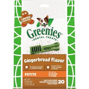 imageGreenies Petite Natural Dental Care Dog Treats Blueberry Flavor 12 oz Pouch 20 TreatsGingerbread