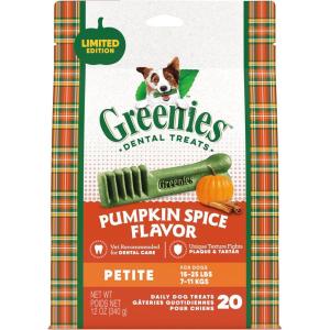 imageGreenies Petite Natural Dental Care Dog Treats Blueberry Flavor 12 oz Pouch 20 TreatsPumpkin Spice
