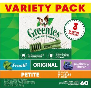 imageGreenies Petite Natural Dental Care Dog Treats Blueberry Flavor 12 oz Pouch 20 TreatsVariety Pack