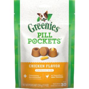 imageGreenies Pill Pockets Large Size Soft Dog Treats for Capsules Chicken Flavor Made with Natural Ingredients Plus Minerals ampamp Trace Nutrients 158 oz 60 Count Pack of 1Chicken