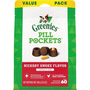 imageGreenies Pill Pockets Large Size Soft Dog Treats for Capsules Hickory Smoke Flavor Made with Natural Ingredients Plus Minerals ampamp Trace Nutrients 158 oz 60 Count Pack of 160 Count Pack of 1