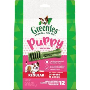 imageGreenies Puppy Regular Size Natural Dental Dog Treats 12 oz Pouch 12 TreatsOriginal