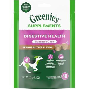imageGreenies Sensitive Care Digestive Health Dog Supplement ChickenFree Formula with a Probiotic for Dogs Peanut Butter Flavor 40 Count Pouch Pack of 1brown