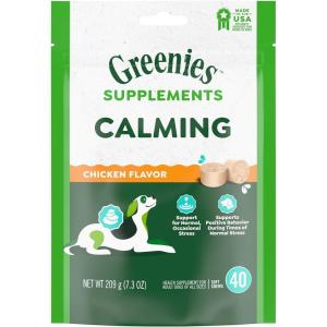imageGreenies Supplements Calming Chews for Dogs Chicken Flavor 73 oz Container of 40 ct Soft Chews Dog Calming SupplementsChicken