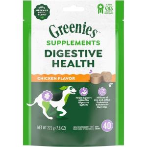 imageGreenies Supplements Digestive Health Probiotics for Dogs Chicken Flavor 156 oz Tub of 80 ct Soft Chews Dog ProbioticsChicken