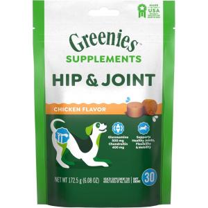 imageGreenies Supplements Hip and Joint Supplements for Dogs Chicken Flavor 608 oz 30 Count Soft Chews Dog Joint Supplements30 Count Pack of 1