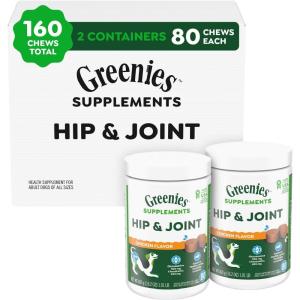 imageGreenies Supplements Hip and Joint Supplements for Dogs Chicken Flavor 608 oz 30 Count Soft Chews Dog Joint Supplements80 Count Pack of 2
