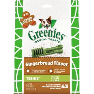 imageGreenies Teenie Natural Dog Dental Care Chews Oral Health Dog Treats 3Flavor Variety Pack 3 12 oz Pouches 129 Total TreatsGingerbread