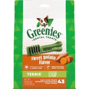 imageGreenies Teenie Natural Dog Dental Care Chews Oral Health Dog Treats 3Flavor Variety Pack 3 12 oz Pouches 129 Total TreatsSweet Potato