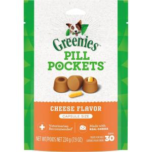 imageGreenies Pill Pockets Large Size Soft Dog Treats for Capsules Cheese Flavor Made with Natural Ingredients Plus Minerals ampamp Trace Nutrients 79 oz 30 Count Pack of 1