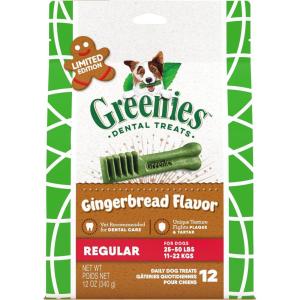 imageGreenies Regular Natural Dental Care Dog Treats Blueberry Flavor 12 oz Pouch 12 TreatsGingerbread