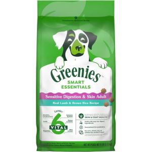 imageGreenies Smart Essentials Sensitive Digestion ampamp Skin Adult Dry Dog Food Real Lamb ampamp Brown Rice Recipe 30 lb BagLamb  Rice