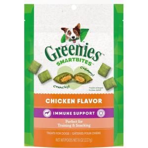 imageGreenies Smartbites Immune Support Crunchy ampamp Soft Dog Treats Chicken Flavor 28 oz PouchChicken