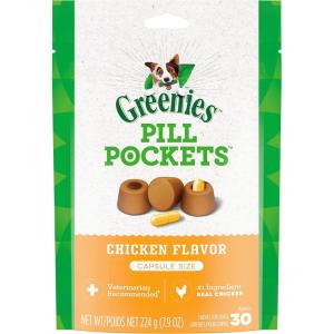 imageGREENIES PILL POCKETS Treats for Dogs Chicken Flavor  Capsule Size 79 oz 30 Treats