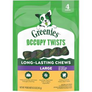 image:imageGreenies Occupy Twists Natural Dog Treats Large Breed Size Chicken Flavor 855 oz Pack 4 Count