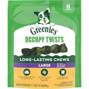 image:imageGreenies Occupy Twists Natural Dog Treats Large Breed Size Chicken Flavor 171 oz Pack 8 Count8 Count Pack of 1