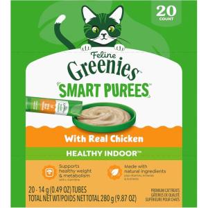 image:imageGreenies Feline Smart Purees Healthy Indoor Lickable Cat Treats with Real Chicken 049 oz Tubes 20 Count