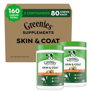 image:imageGreenies Supplements Dog Skin and Coat Supplement with Fish Oil for Dogs amp Omega 3 Fatty Acids Chicken Flavor Soft Chews 147 oz Tub 80 Count Pack of 2
